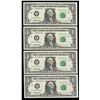 Image 1 : Lot of (4) Consecutive 1995 $1 Federal Reserve STAR Note CU