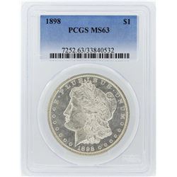 1898 $1 Morgan Silver Dollar Coin PCGS MS63