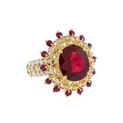 14KT Yellow Gold 10.05ctw Ruby and Diamond Ring