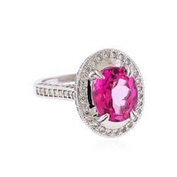 14KT White Gold 5.00ct Pink Topaz and Diamond Ring