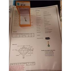 PENDANT - STAMPED 14K YELLOW GOLD EMERALD &DIAMOND , 0.80CT CENTER WEIGHT, 0.09CT SIDE WEIGHT, 0.46G