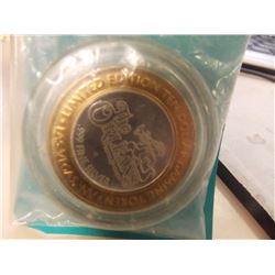 TOKEN - "THE ORLEANS CASINO" $10 GAMING TOKEN - 0.60 OZ OF 0.999 SILVER - BRASS TRIM - ENCAPSULATED