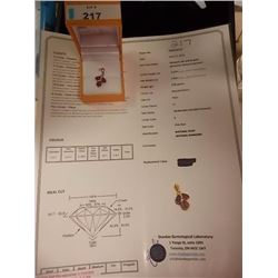 STAMPED 14K YELLOW GOLD GEMSTONE DIAMOND PENDANT,  0.03CT CENTER WEIGHT, 2.80CT SIDE WEIGHT, 0.85 GR