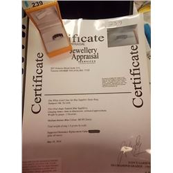 ONE WHITE GOLD CLAW SET BLUE SAPPHIRE STONE RING, STAMPED 10KT SET WITH FIVE OVAL SHAPE NATURAL BLUE