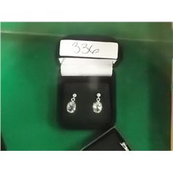 EARRINGS - NEW GREEN AMETHYST & DIAMONDS IN STERLING SILVER SETTING - 4.80CTW - INCLUDES CERTIFICATE