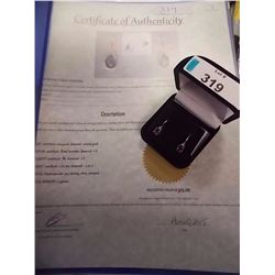 EARRINGS - NEW 1.7CT AMETHYST & 2 DIAMOND IN STERLING SIILVER SETTING - WITH CERTIFICATE $325