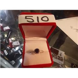 RING - BLUE SAPPHIRE & 2 DIAMONDS IN STERLING RING - BLUE SAPPHIRE & 2 DIAMONDS IN STERLING SILVER S