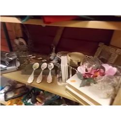 SHELF SPOONS AND COLLECTABLES