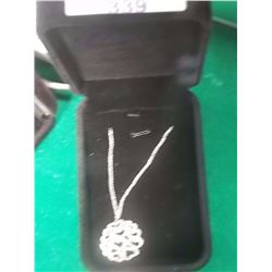 NECKLACE - 10 HEART DESIGN - DIAMONDS IN STERLING SILVER SETTING - RETAIL ESTIMATE $200