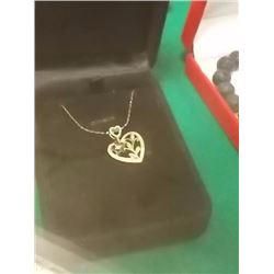 NECKLACE - GARNET & GENUINE VS CLARTY DIAMONDS IN STERLING SILVER SETTING - 24K GOLD PLATED - HEART 