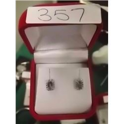 EARRINGS - NEW - 1.10 CT AMETHYST AND GENUINE VS CLARITY DIAMONDS IN STERLING SILVER SETTING - INCLU