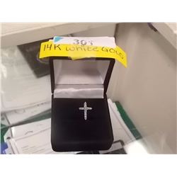 PENDANT - 14K WHITE GOLD - .35CT (11) ROUND FACETTED DIAMONDS WITH BRILLIANT CUT -  - INCLUDES CERTI