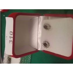 EARRINGS- NEW BLUE SAPPHIRE AND DIAMONDS IN STERLING SILVER SETTING - RETAIL APPROX, $325