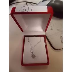 NECKLACE - GENUINE DIAMONDS IN STERLING SILVER SETTING - BUTTERFLY DESING - ON STERLING SILVER CHAIN