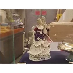 FINE BONE CHINA FIGURES - MADE IN ENGLAND - 24K GOLD TRIM - MAN AND LADY DANCING - MIRROR IMAGE OF E