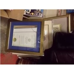 LOT OF 4 PICTURES & EXTRA BORDERS, CERTIFICATES AND MORE