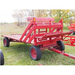 Red Rubber Tired Hay Rack (Set Up To Drive a Team of Horses