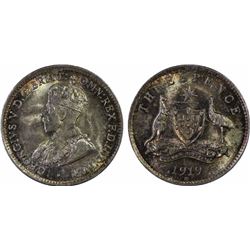 1919M Australian Threepence - PCGS MS66