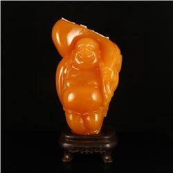Natural Indonesia Jin Tian Statue - Laughing Buddh w Certificate