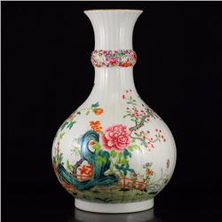 Chinese Qing Dy Gilt Edges Famille Rose Porcelain Vase