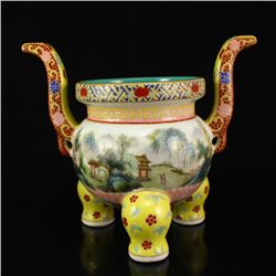 China Gilt Edges Famille Rose Porcelain Incense Burner
