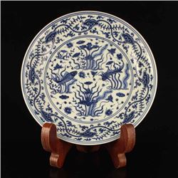 Chinese Ming Dynasty Blue And White Porcelain Plate