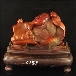 Chinese Shoushan Stone Statue - Old Man & Children