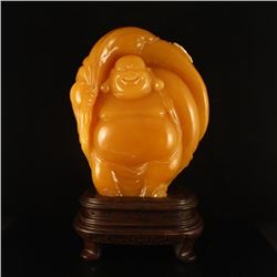 Indonesia Jin Tian Huang Laughing Buddha Statue W Certificate