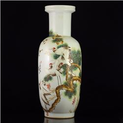 Chinese Famille Rose Porcelain Vase Wang Heting 1921-
