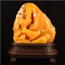 Indonesia Jin Tian Huang chicken Statue W Certificate