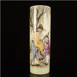 Chinese Famille Rose Porcelain Incense Tube