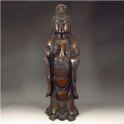 Chinese Red Copper Buddhist Kwan-yin Statue