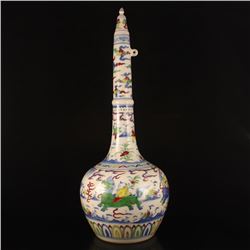 Chinese Ming Dynasty Dou Cai Porcelain Vase w Cheng Hua Mark