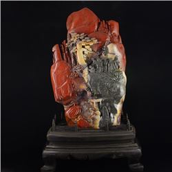 Chinese Shoushan Stone Statue - Sages Meeting w Certificate