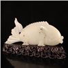 Image 2 : Hand Carved Chinese Hetian Jade Statue - Fish