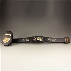 Chinese Qing Dynasty Zitan Wood Inlay Bone Sceptre