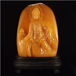 Superb Hand Carved Indonesia Jin Tian Huang Kwan-yin Statue w Certificate
