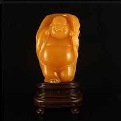 Indonesia Jin Tian Huang Laughing Buddha Statue W Certificate