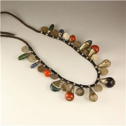 Chinese Tibet Silver Inlay Jade Necklace Total length