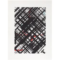 Ed Moses, Untitled - Black Crosshatch with Red II, Lithograph