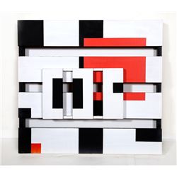 Pieter Wiegersma, Orange Square, 3-D Acrylic on Wood Construction