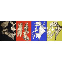 Lynda Benglis, Dual Nature (Quad), Four Lithographs with Gold Leaf