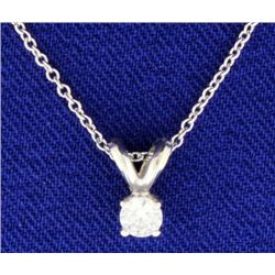 Diamond 14k White Gold Solitaire Pendant