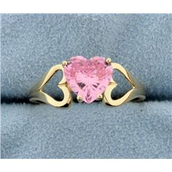 Pink Heart 14k Yellow Gold Ring