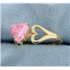 Image 2 : Pink Heart 14k Yellow Gold Ring