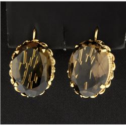 Vintage Smokey Topaz Solitaire 14K Earrings