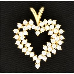 14K CZ Large Heart Pendant