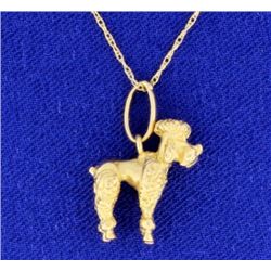 14K Poodle Dog Pendant with 14K, 18" Chain