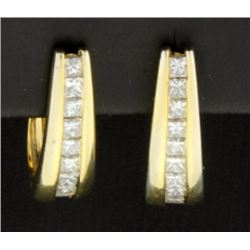 1 Carat 14K Princess Cut Diamond Hoops