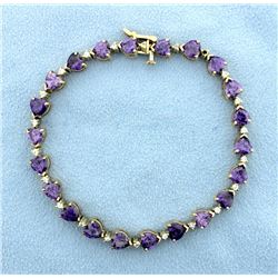 Amethyst and Diamond Heart Bracelet